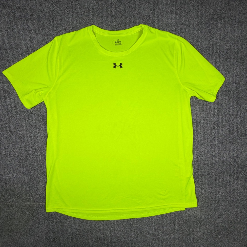 Under Armour Mens XL Neon Yellow HeatGear Short Sleeve Training T-Shirt High Vis